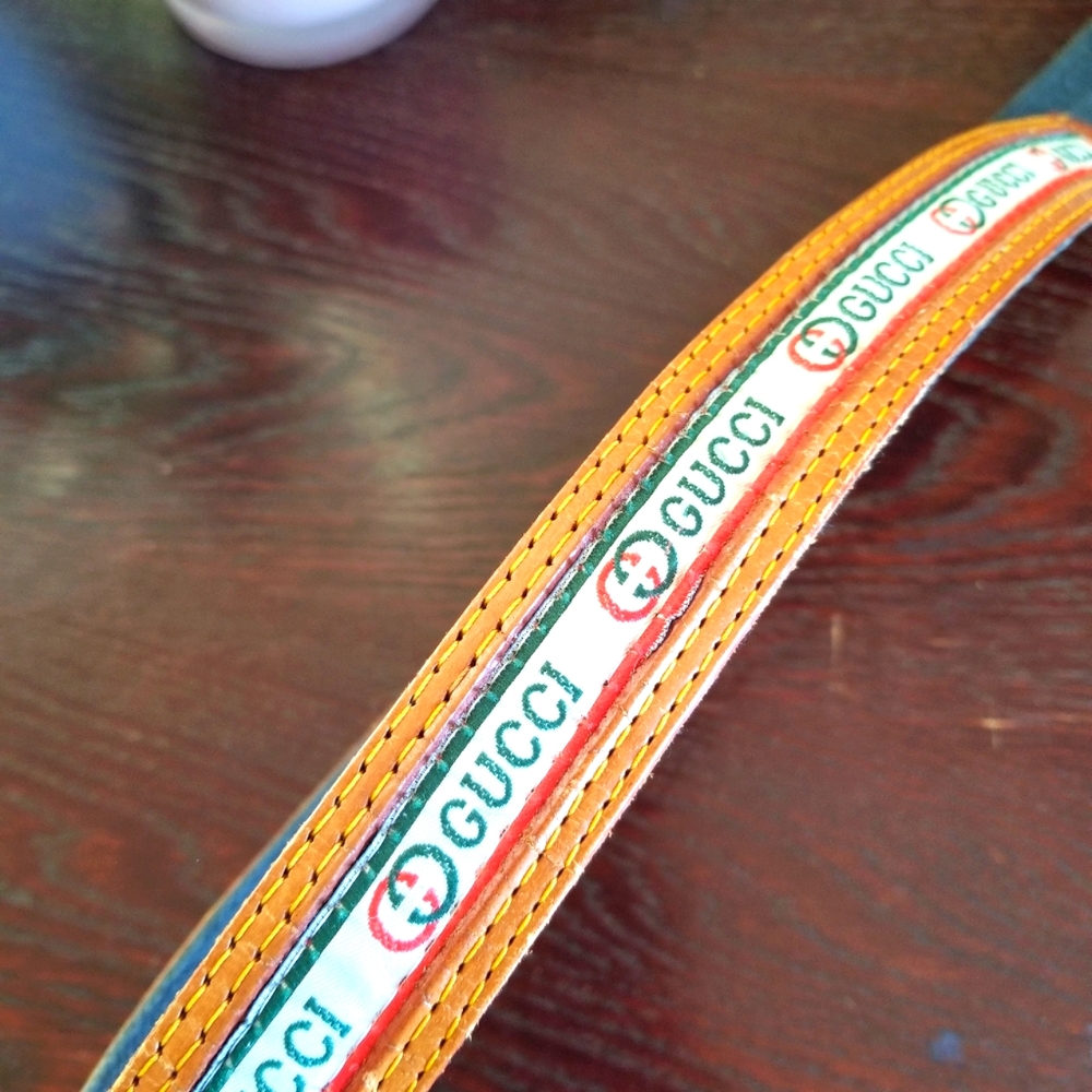 Vintage Rare Gucci Accessory Collection leather canvas belt small - Picture 1 of 8
